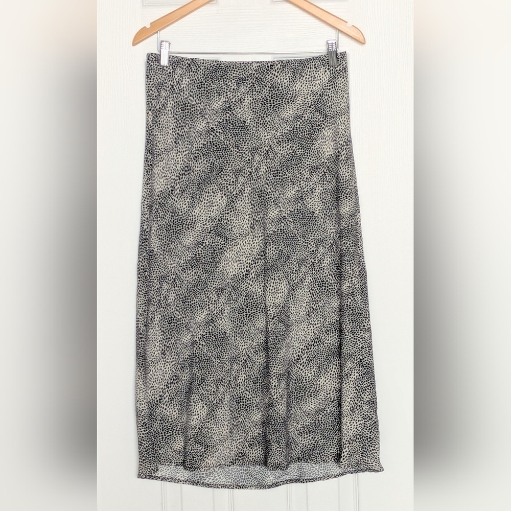 Rachel Zoe Women's (Size 6) Black & Cream Animal Print Pencil Midi Skirt